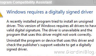 Windows 7 Digital Driver Signature