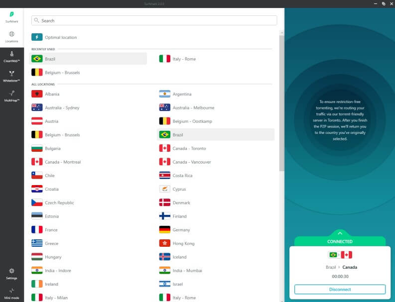 schermata di surfshare