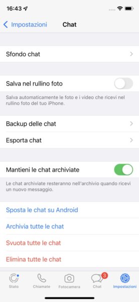 Impostazioni WhatsApp IOS