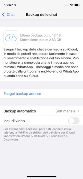 Impostazioni WhatsApp IOS