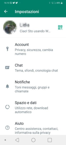 Impostazioni WhatsApp