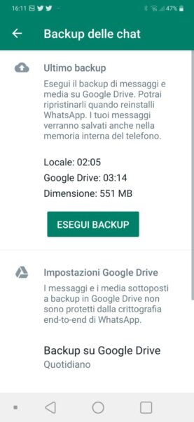 Impostazioni WhatsApp