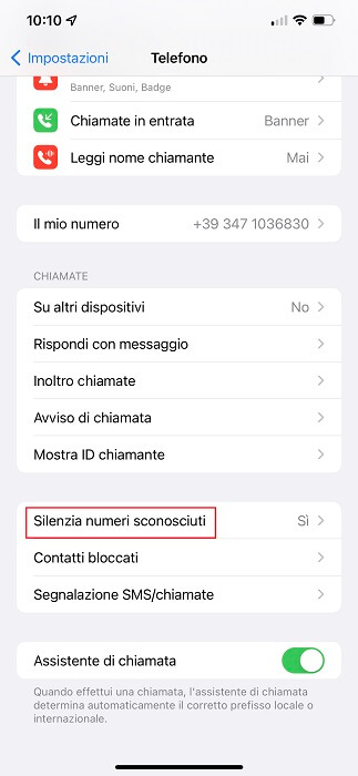 Silenzia Numeri Sconosciuti Iphone