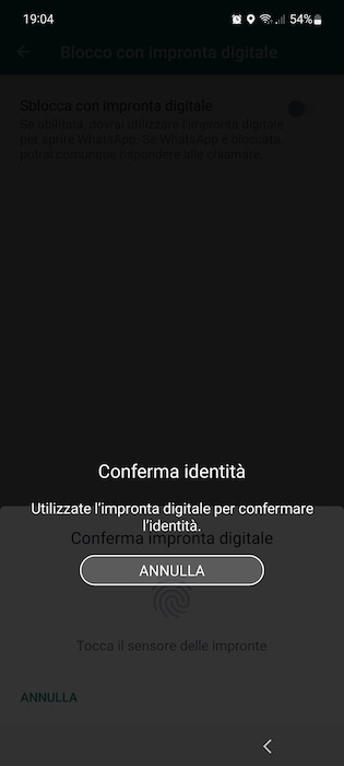 Whatsapp Conferma Identita