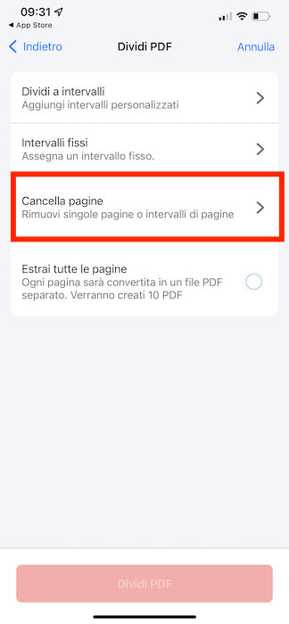 Ilovepdf Cancella Pagine