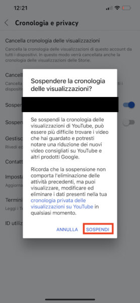 Youtube Iphone Cronologia Delle Visualizzazioni Sospendi