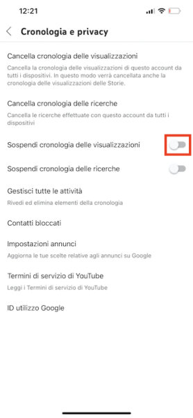 Youtube Iphone Sospendi Cronologia Delle Visualizzazioni