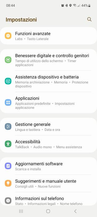 Samsung Impostazioni Applicazioni