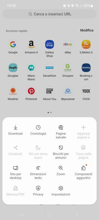 Samsung Internet Browser Menu