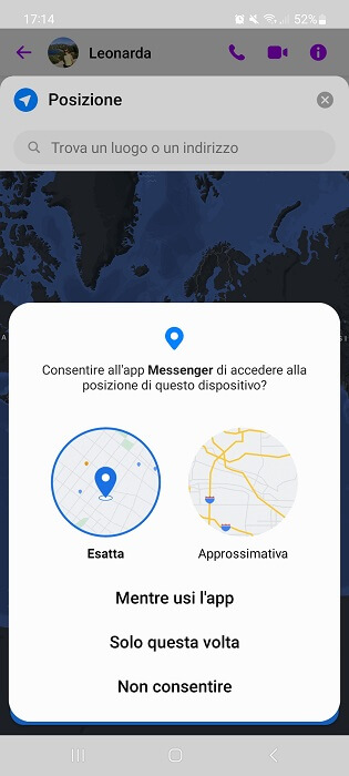 Messenger Consentire Accesso Posizione