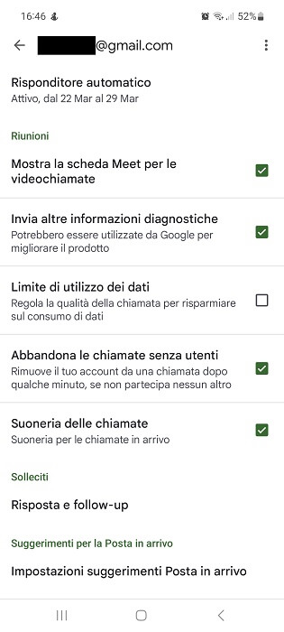 Gmail Android Modifica Risponditore Automatico Attivo