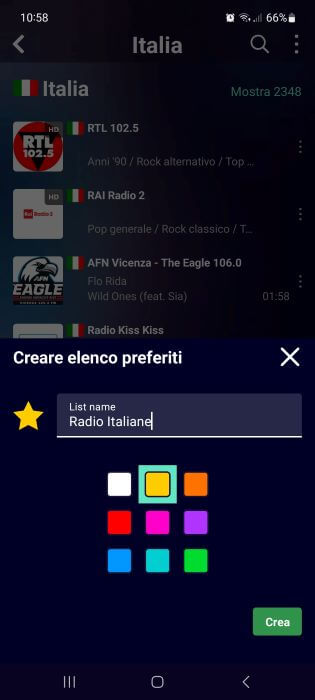 Audials Crea Lista Preferiti