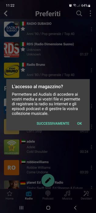 Audials Registra Canzoni Permessi