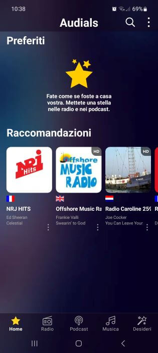 Audials Schermata Home App