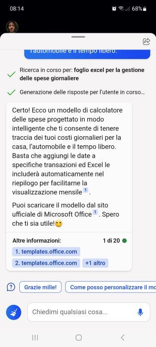 Bing App Risposta