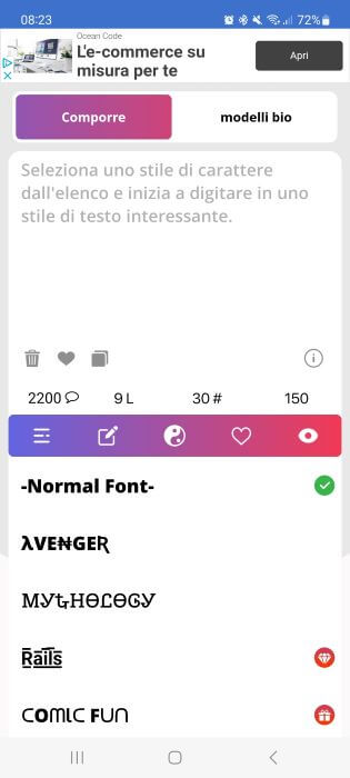 Fonts For Instagram Caratteri