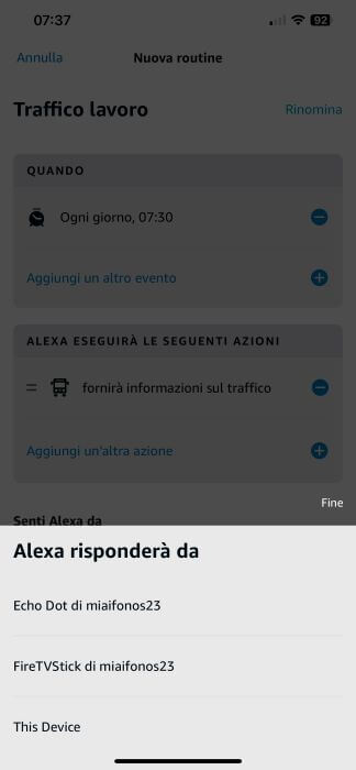 Routine Alexa Dispositivo