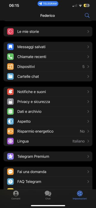 Telegram Impostazioni